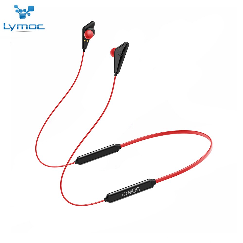 LYMOC Q5 Bluetooth Earphones Sport Wireless Headphone 48Hrs Talktime Neckband Stereo Headsets Running for iPhone Xiaomi Huawei: Q5 Plus red