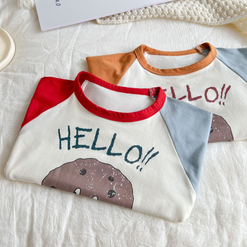 HoneyCherry Infant Cozy Pullover Print Simple Colorblock Long Sleeve T-Shirt baby girl t shirt