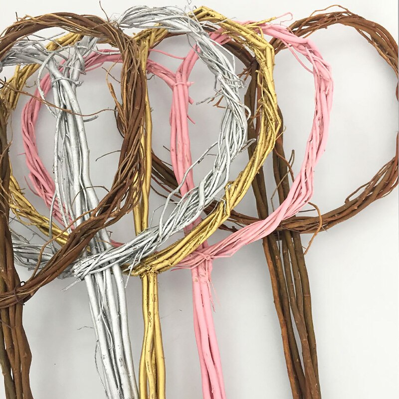 Flores artificiales de mimbre en forma de corazón, ramas de sauce Natural, Material de embalaje circular artesanal, decoración de boda y Navidad hecha a mano