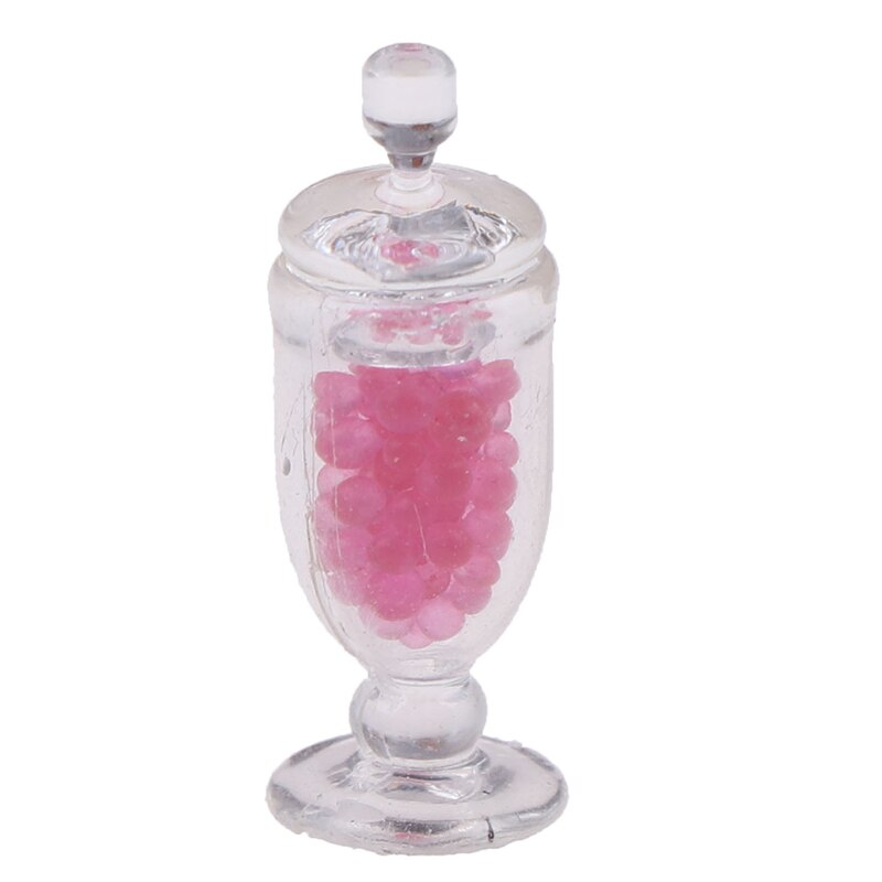 1pc 1:12 Casa di Bambola in Miniatura mini Resina Vaso Della Caramella di Simulazione Della Caramella Bottiglia di Modello Giocattolo: rosa