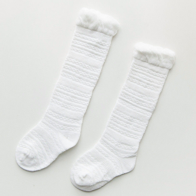 Mærke baby piger sokkinger knæhøj med buer søde baby sokker lange rør børn benopvarmere 0-3t: Hvid / 2-3t