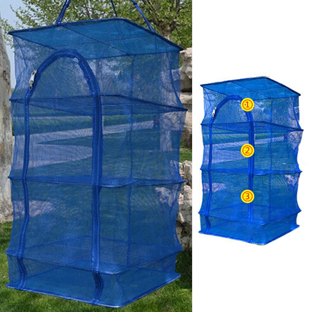 3 Layer Outdoor Hanging Drying Tableware Food Dry Net Shelf Hang Cage Fish Rack