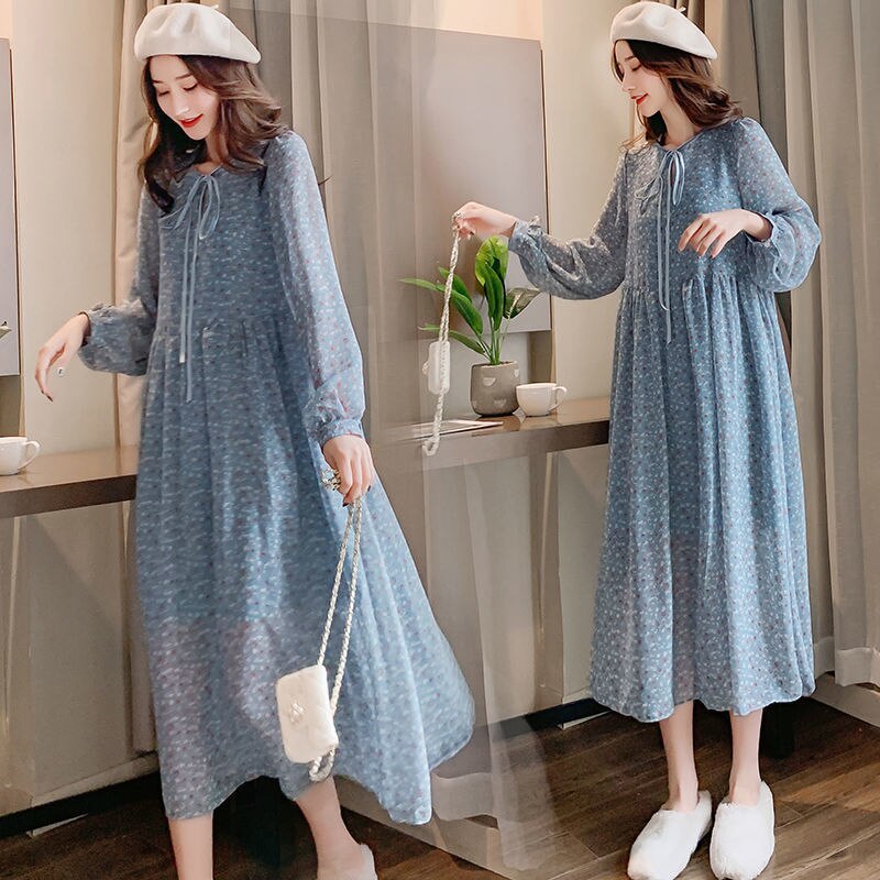Trägt Man Noch Kleid Mit Leggings 2022 Mutterschaft Chiffon-Kleid 2022 Frühling und Herbs... – Grandado