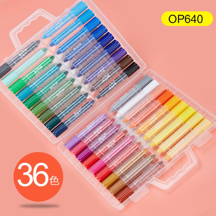 12/18/24/36 Crayons Cartoon children pastel washable rotating colorful stick water-soluble brush color pen kindergarten: 36colors