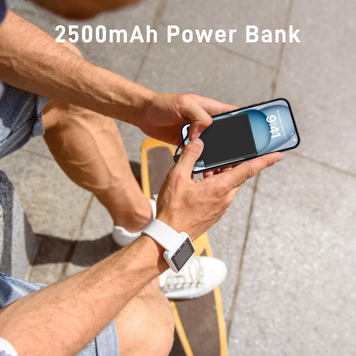 Tntor Mini 4Mm Ingebouwde Powerbank 2500Mah Grote Capaciteit Usb TYPE-C Kabel Tweeweg Snellader Mini Powerbank Voor Iphone Xiaomi
