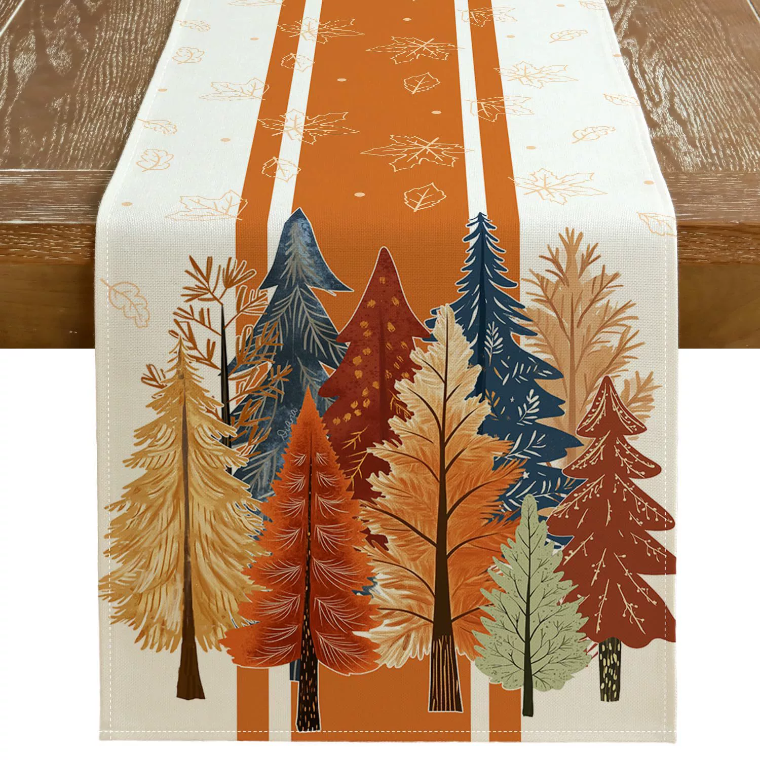 Höst akvarell träd och lönnlöv bordslöpare, rustik bondgård höst thanksgiving dekor för kök matsal fest orange: 32*210cm / Lila