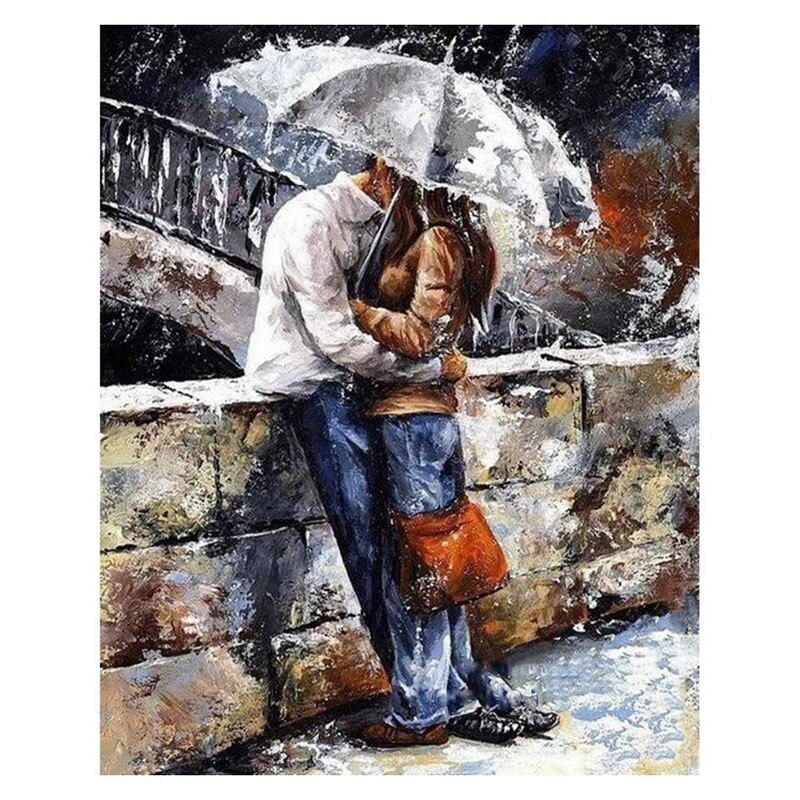 DIY Oil Painting on Canvas, Paint By Number Kit DIY Wall Decor Painting-Romantic Couple: Default Title