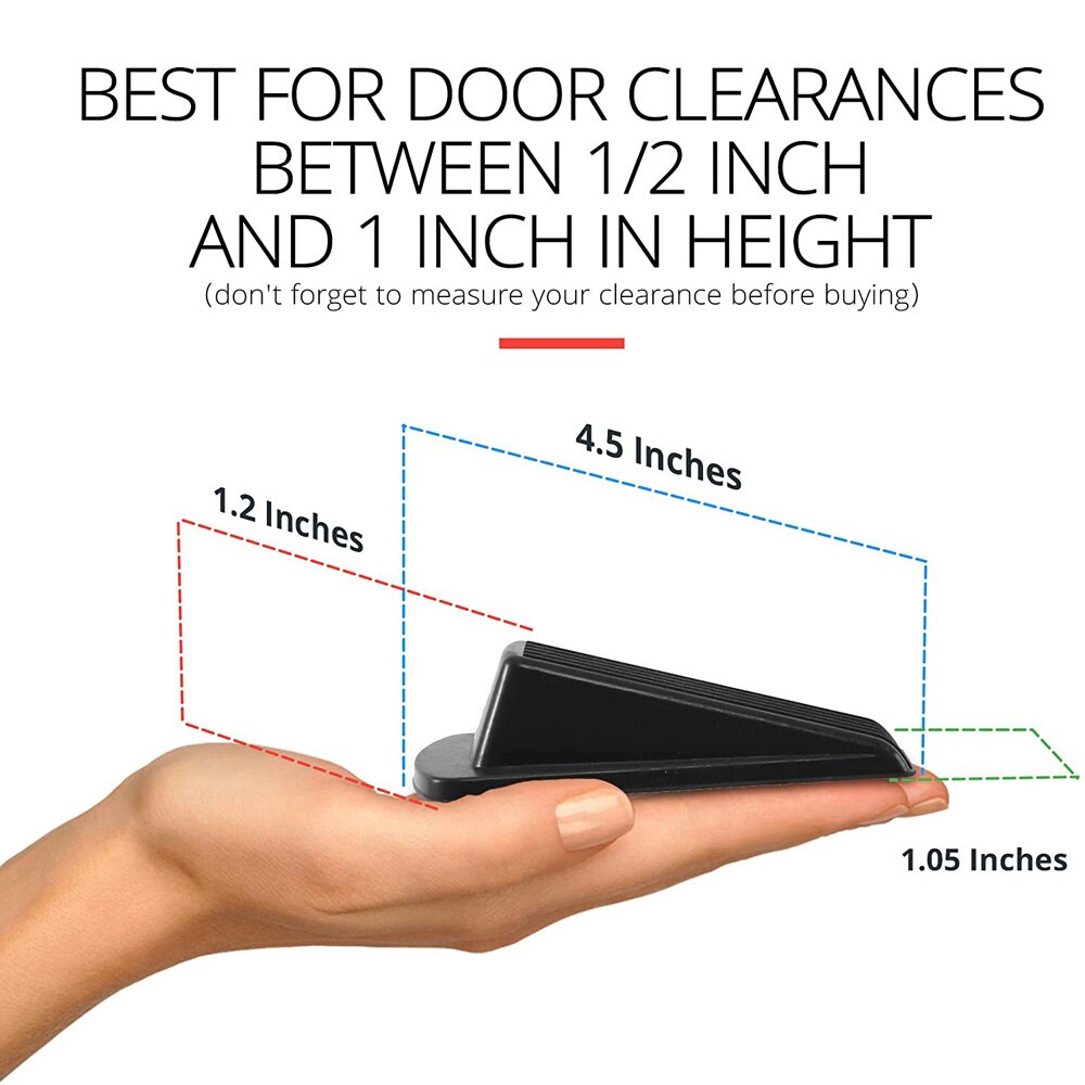 Home Premium Rubber Door Stop - Large Door Stopper Wedge, Multi Surface