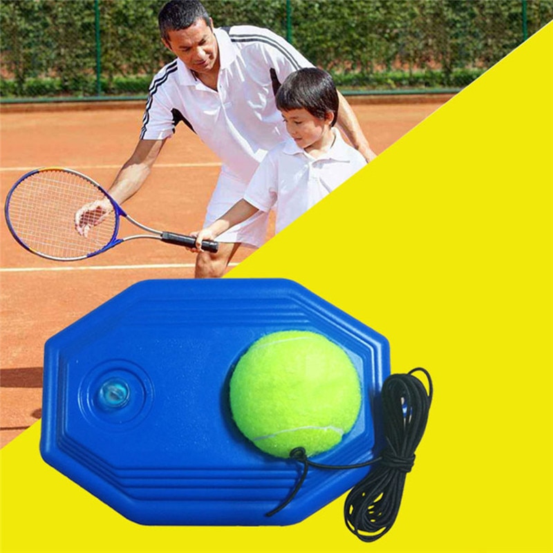Kit d'outils pour entraîneur de tennis simple, pratique pour débutant avec une corde, auto-apprentissage, joueur de rebond de tennis avec plinthe d'entraînement,  + 1 balles