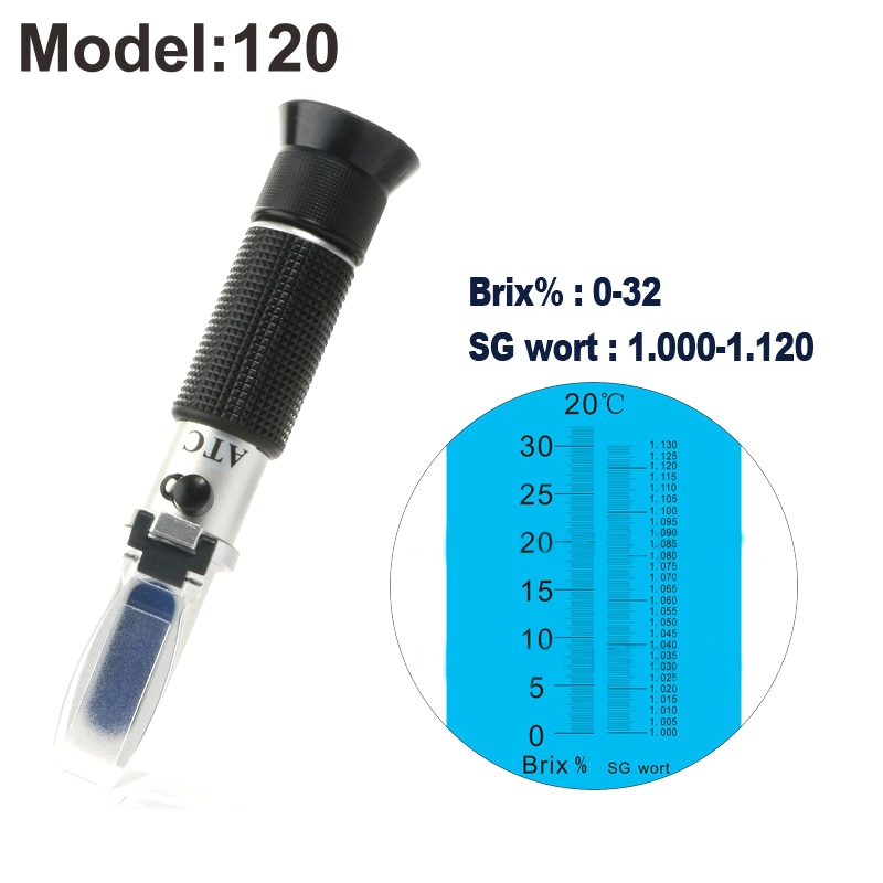 120 refraktometer øl brix urt sukker alkohol 0 ~ 30%1.000 ~ 1.120 sg vægtfylde håndholdt værktøj hydrometer værktøj