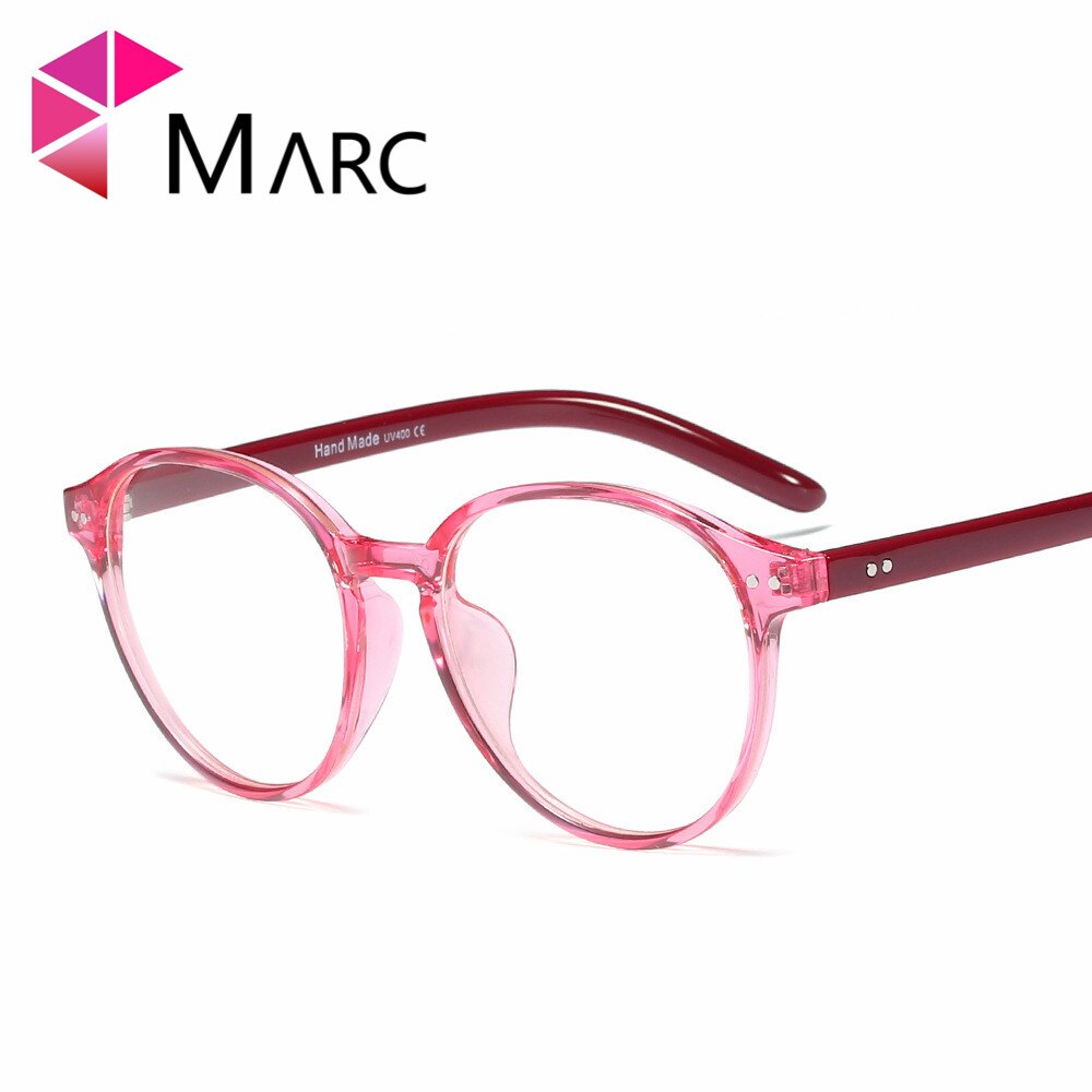 Marc frame briller klar linse kvinder cat eye runde briller plast gennemsigtig klassisk simpel blå lyserød 95506 1: C2