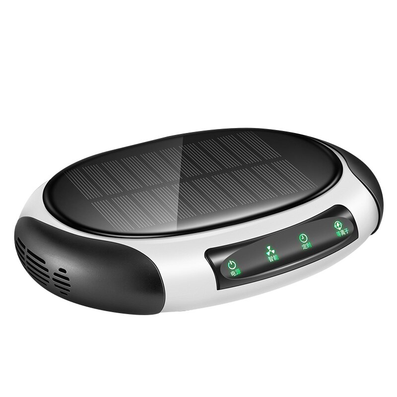 Portable voiture solaire véhicule maison pas de bruit filtre à énergie solaire nettoyant Purifier ozoniseur éliminateur d'odeur Anion purificateur d'air: Black and white