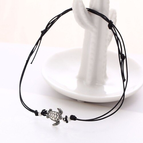 Boho cavigliera regolabile antico tartaruga marina fascino animale perline catena cavigliera donna estate sandali da spiaggia braccialetto alla caviglia