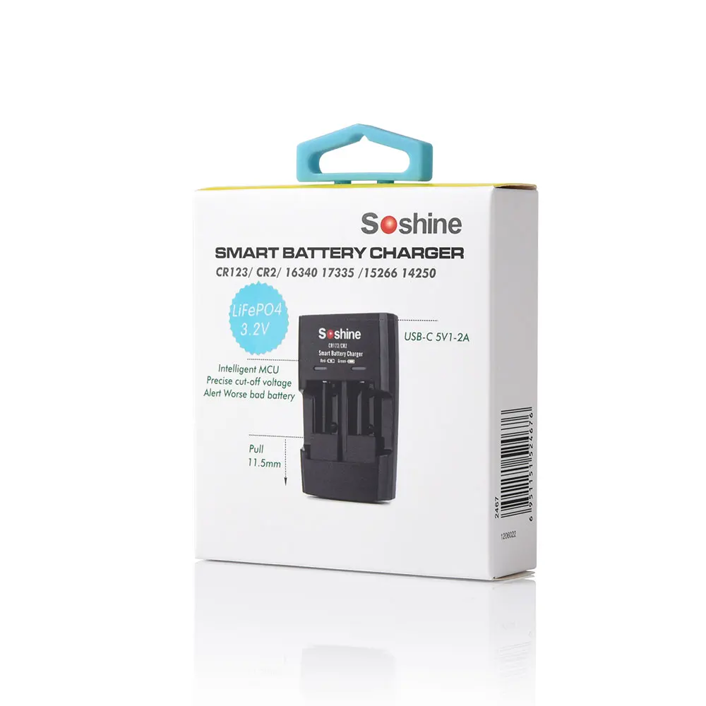 Soshine CR2 LiFePo4 Rechargeable Battery and 3.2V LiFePo4 Battery Charger 300mAh 15266 2000 Time Discharge Cycle Batteries Toys