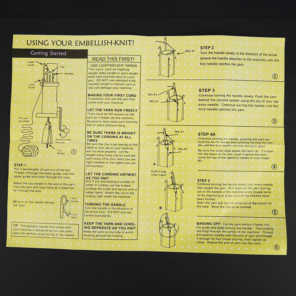 Hand Knitting Machine DIY Hand-operated Embellish-Knit Knitting Machine Spool Knitter Embellish Craft Bracelet Weave Tool