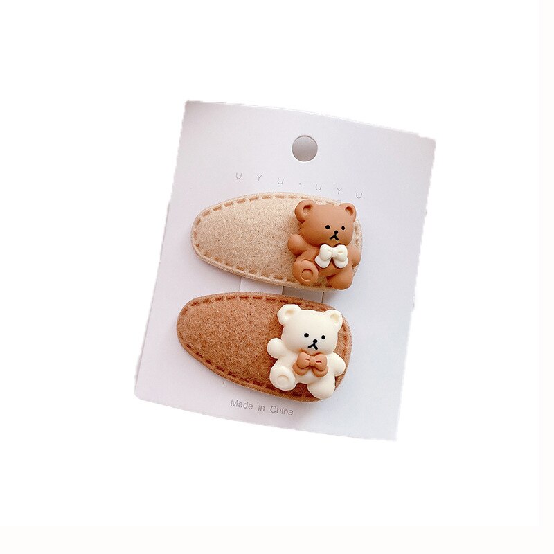 2 pçs/set bonito mini pequeno urso grampos de cabelo crianças pino para o bebê meninas moda novo 2022 criança acessórios bandana