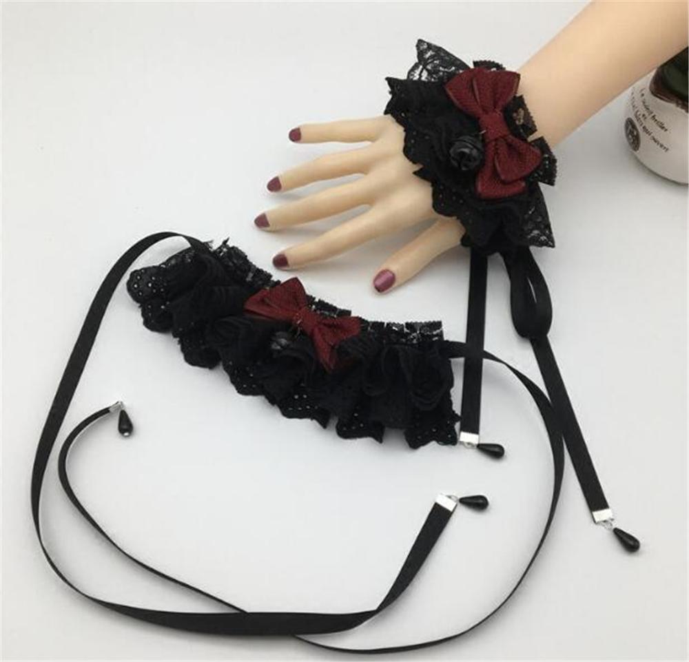 Manchettes gothique en dentelle Lolita de Style victorien, Steampunk en Tulle, vêtements à main B776