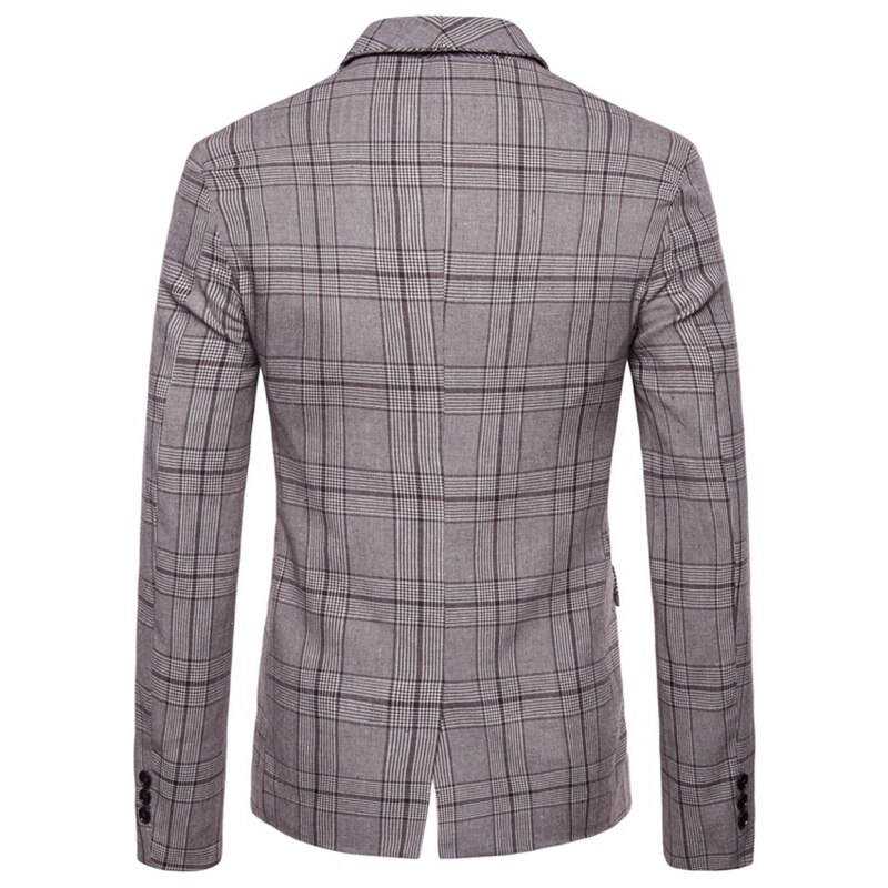 Plus Size 4XL British Style Check Blazer Man Casual Slim Fit Suit Jacket Male Social Coat Wedding Groom