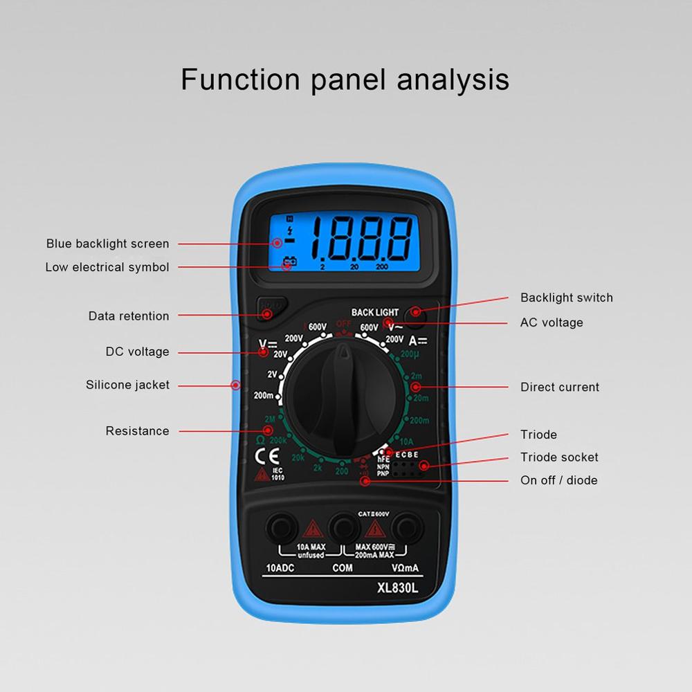 Multi-function Digital Multimeter Xl830l Digital Multimeter Handheld Multimeter Precision Digital Display