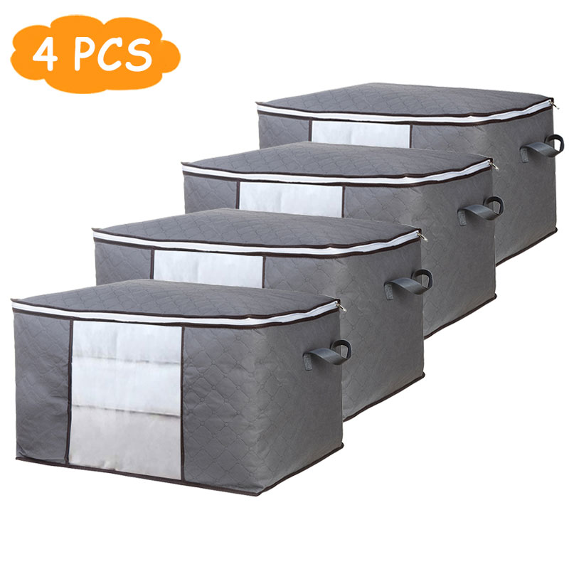 4 Stks/set Opvouwbare Dekbed Deken Opbergtas Huishouden Kleding Box Stofdicht Quilt Beha Sokken Kleding Opslag: 1 4Pcs