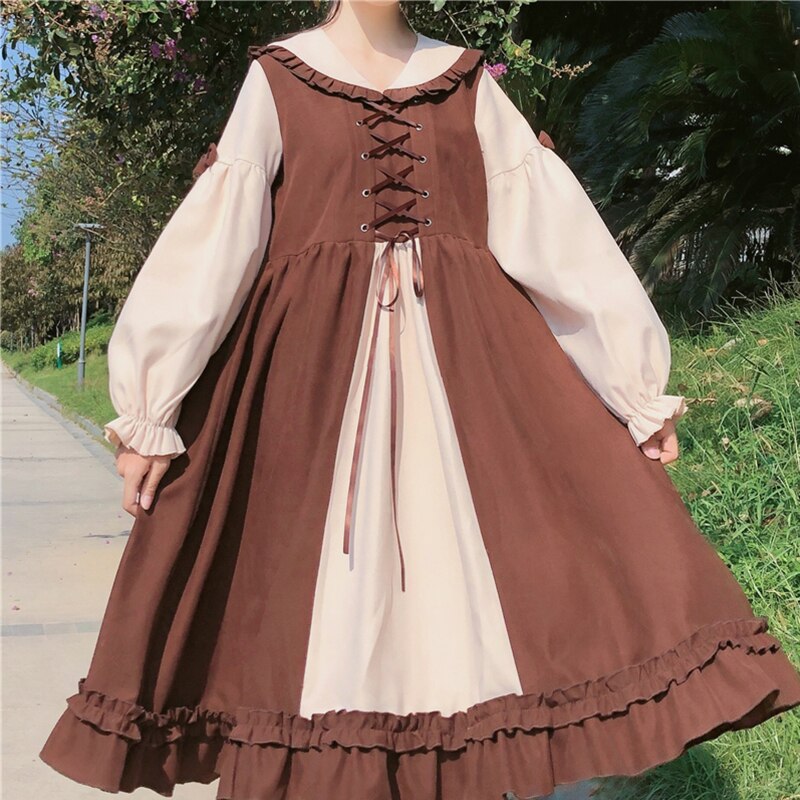 Ropa de retales estilo gótico japonés Lolita para mujer, para adolescentes y adolescentes, vestido dulce Retro clásico