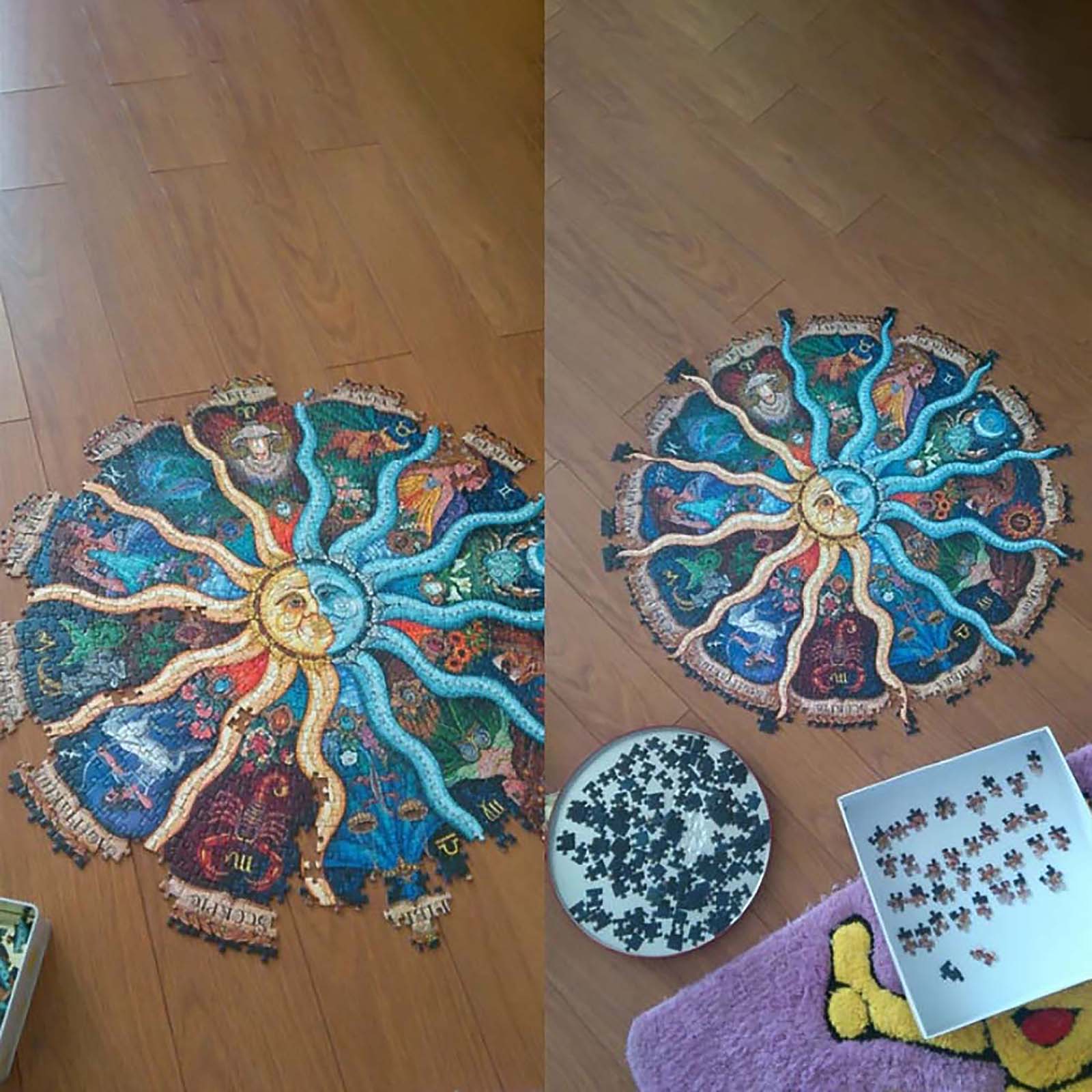 Runde Puzzle Puzzle 1000 Stück Für Erwachsene-Sternzeichen Horoskop Puzzle- DIY Konstellation Rund Rätsel Kühlen Und Herausforderung