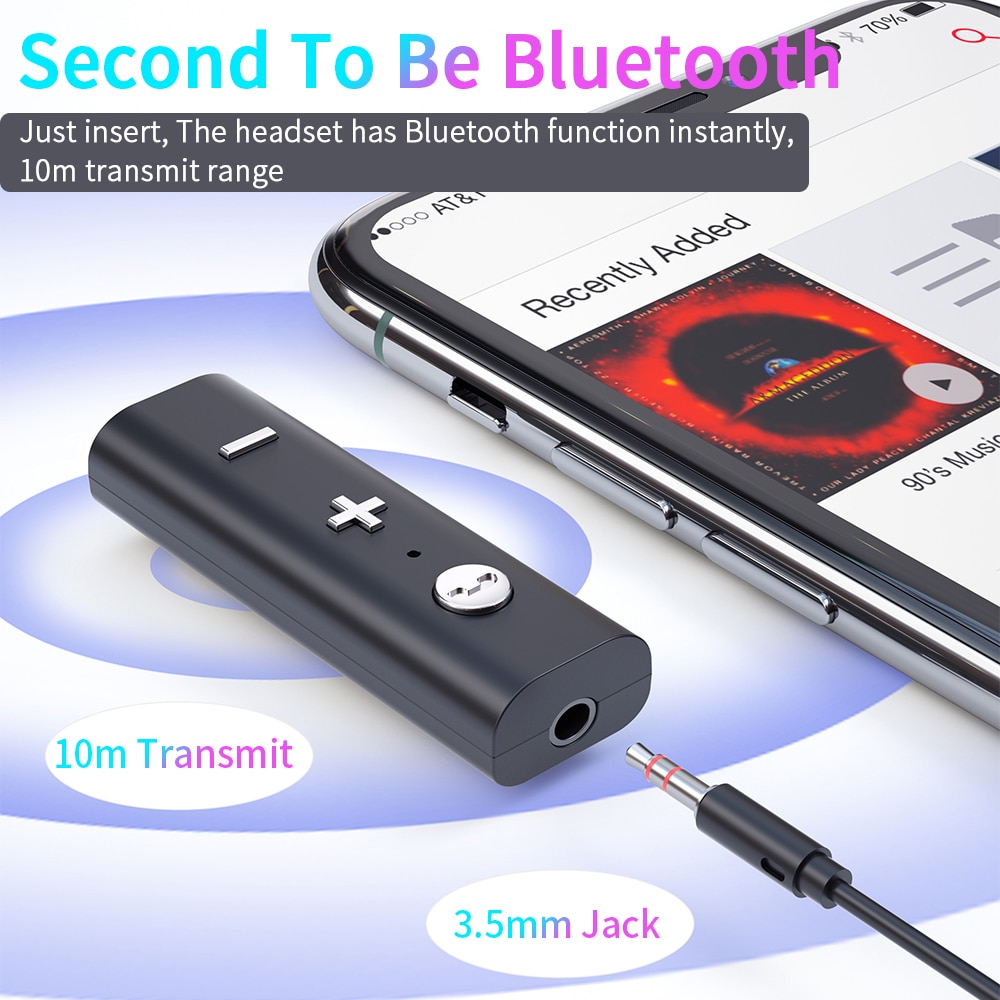 Essager Bluetooth 5.0 Ontvanger Voor 3.5mm Jack Oortelefoon Draadloze Adapter Bluetooth Aux Audio Muziek Zender Voor Hoofdtelefoon Auto