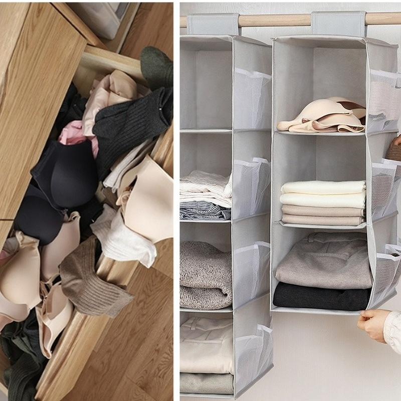 4 Layers Foldable Hanging Storage Bag Wardrobe Organizer Underwear Socks Clothes Storage Shelves Closet Hanging Shoe Organizer