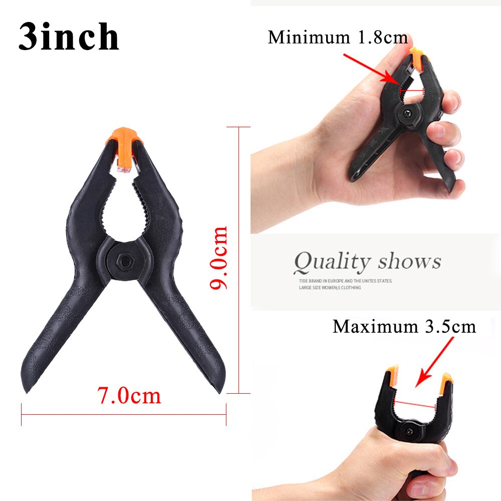 2/3/4/6 inch Strong Clip Adjustable Nylon Spring Clamps for Photography Studio Tool Accessories Background Backdrops Fixed Clip: black