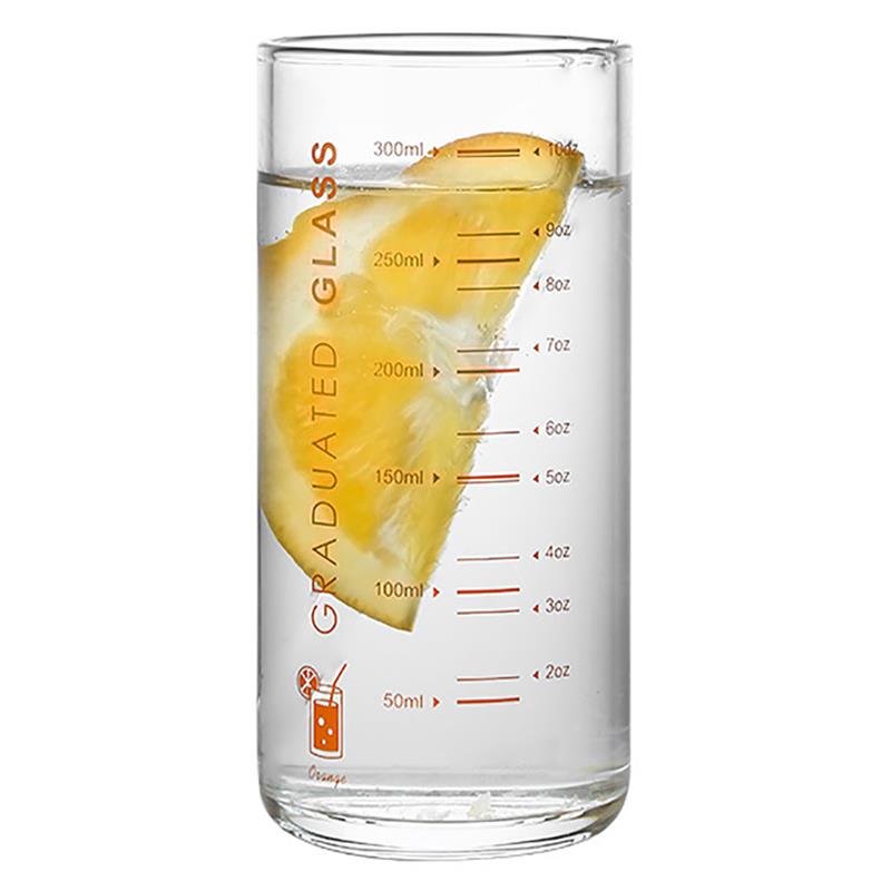 Verre à boire de 11.16oz verre à eau multi-usage | Verre à bille avec mesure: Orange
