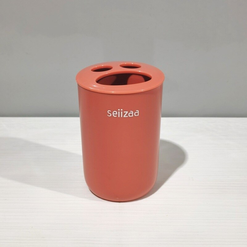 bathroom container wash set plastic toothbrush cup toothbrush holder press hand sanitizer bottle lotion: red holder