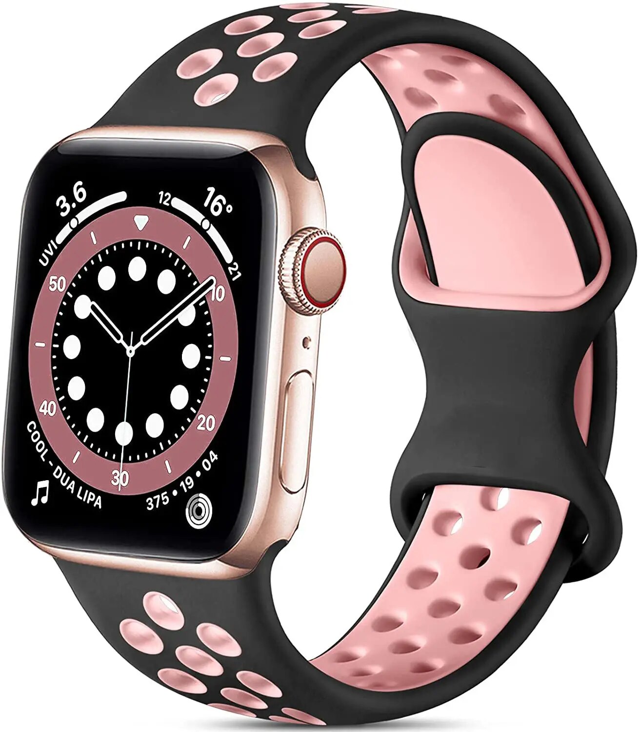 Bracelet de montre en silicone de sport de poignet de remplacement double pour la série Apple IWatch