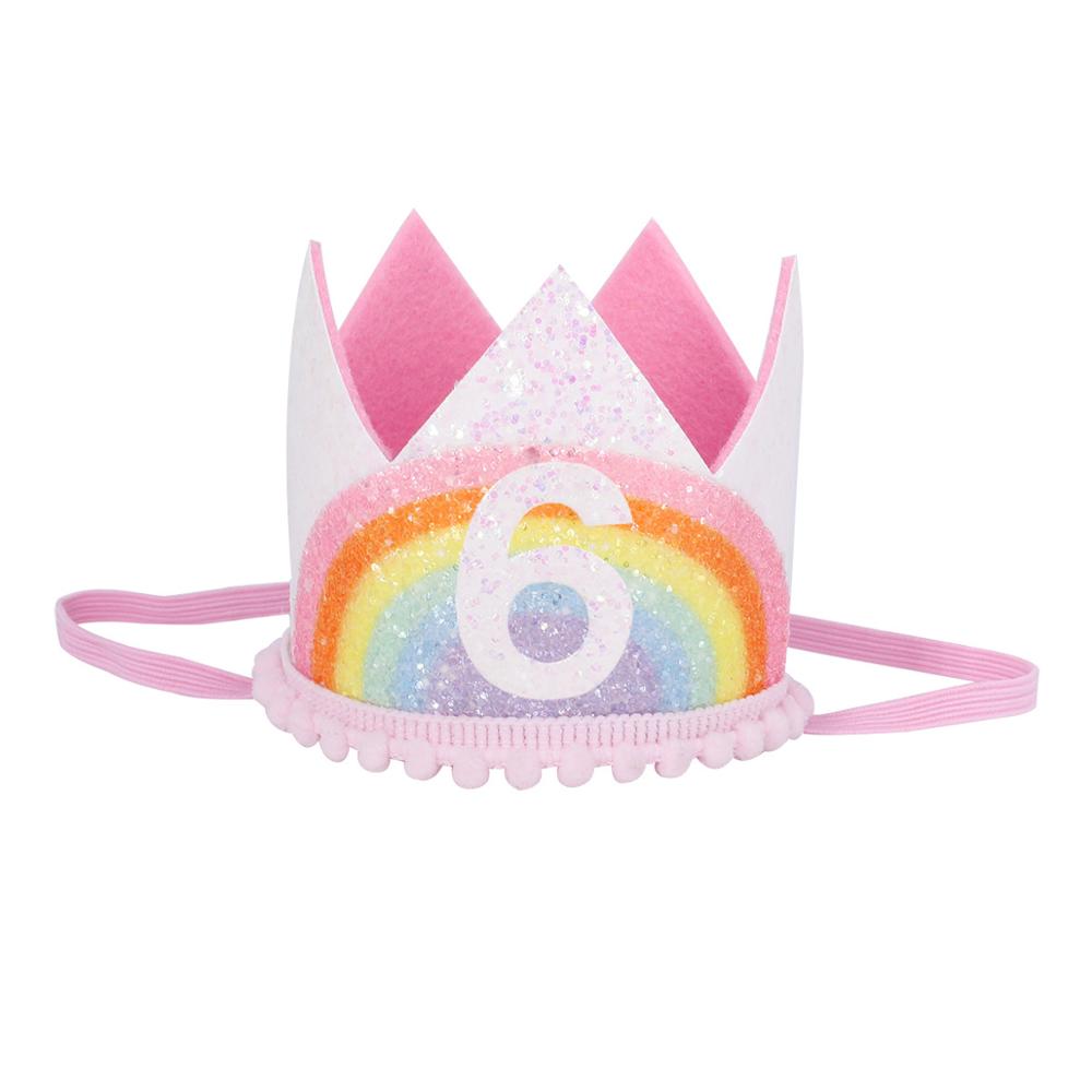 Chicinlife 1-8 år gammel regnbuebursdag kronehatt gutt jente bursdagsfest dekorasjon baby dusj hvitt måke bursdagshatt: 6