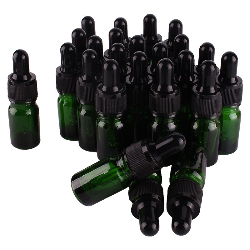 24 st 5ml tomma gröna glasflaskor med pipptte för eteriska oljor aromaterapivätska