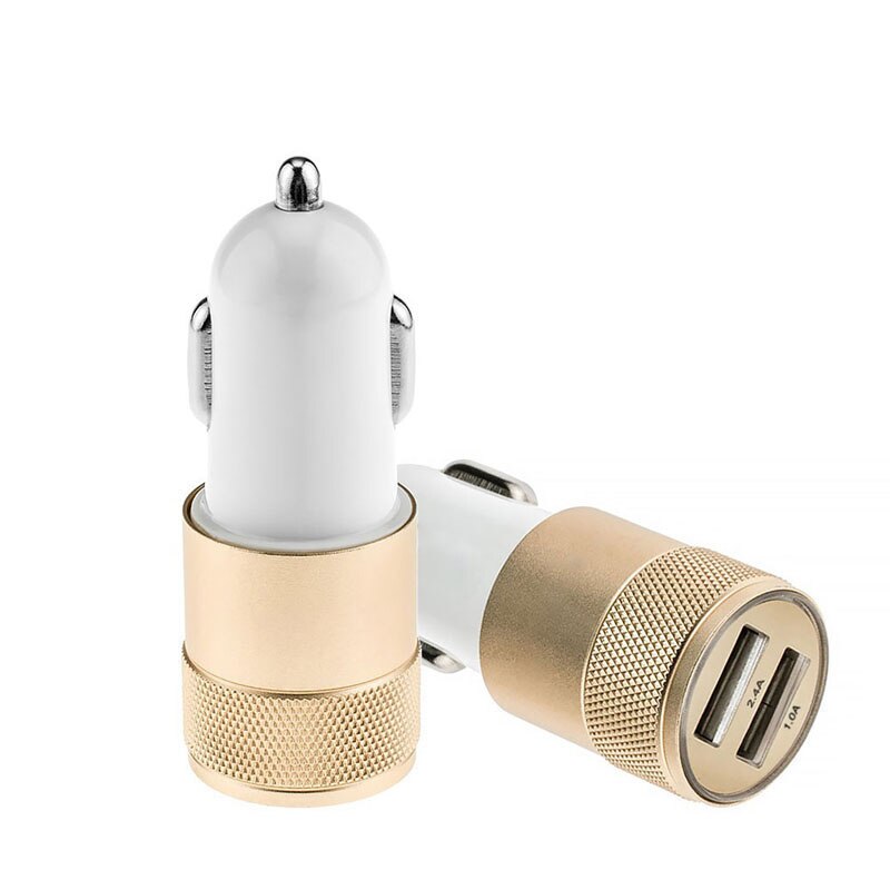 Car Charger Mini Dual USB 2-port Universal 2.1A Car-Charger 2 USB Port For Mobile Phone Charging Adapter Car-styling Auto: Gold