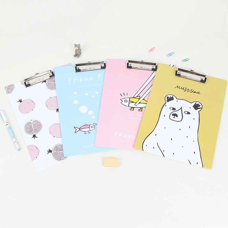 Cute Cat Bear A4 Paper Clipboard Kawaii Folder Clip Board Writing Pad For Kids Korean Stationery Office School Supplies