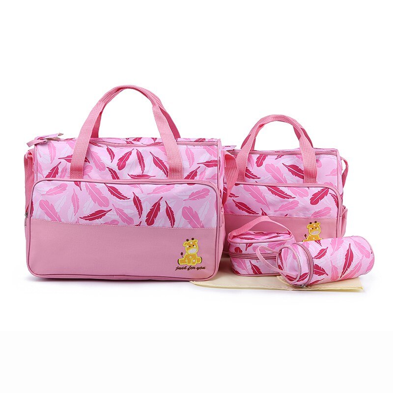 MOTOHOOD 5 stücke Baby Windel Tasche Anzüge Für Mutter Mutter Mutterschaft Tasche setzt Baby Flasche Halfter murmeln Frauen Tasche Für kinderwagen: Rosa