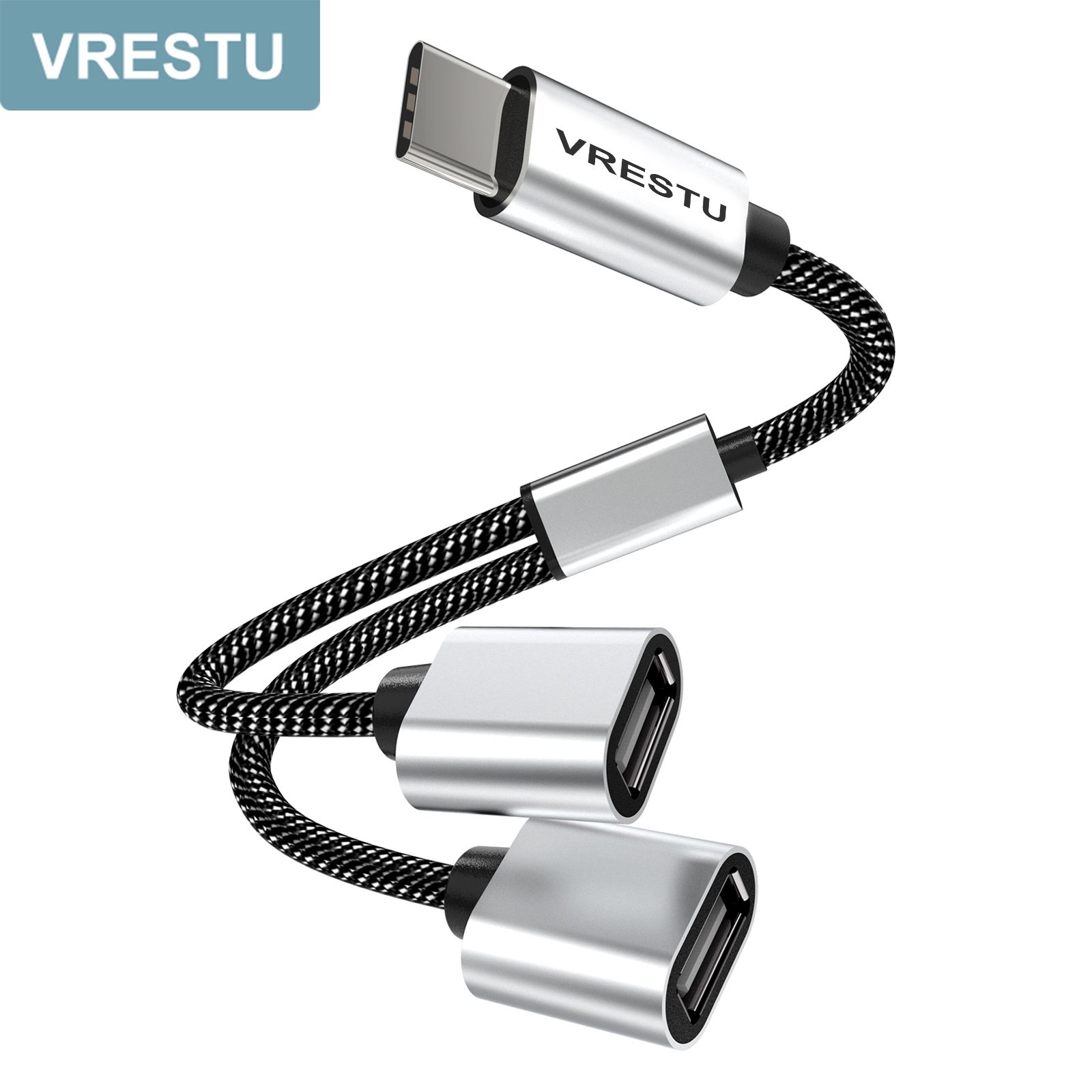 Adapter USB typu C na podwójny USB OTG HUB rozszerzający USB 2.0 typu C Plecionka do ładowania danych Cabo do Samsung Galaxy S22 MacBook Pro Air iPad