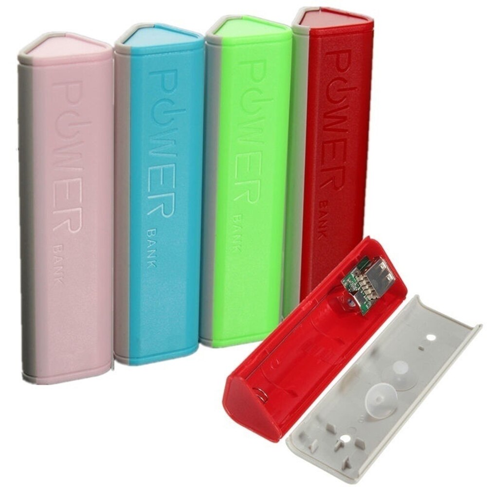 2000mAh portátil triángulo banco de energía USB DIY 18650 cargador de batería externa de plástico DIY energía banco caja
