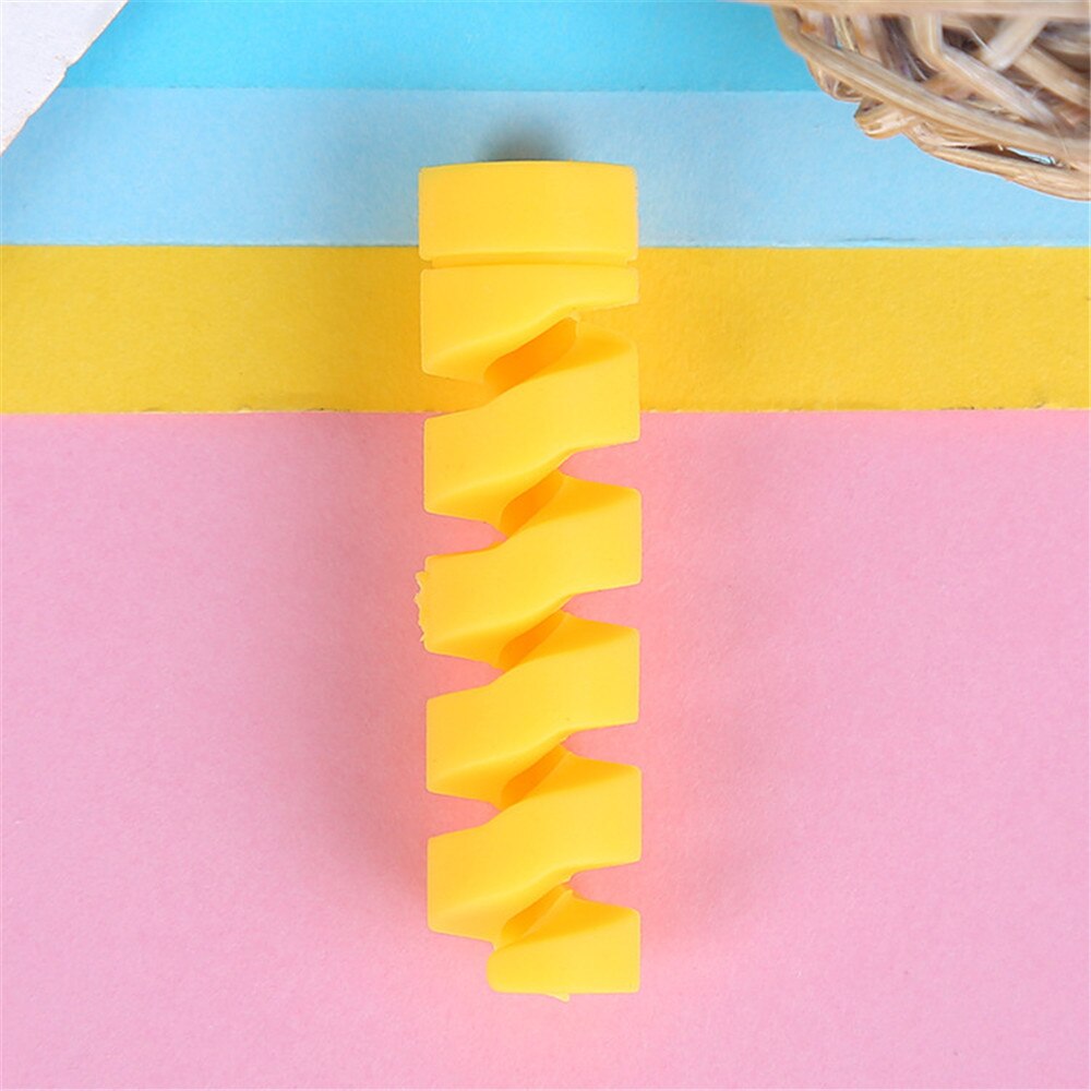 10pcs Spiral Cable Protector Desk Set Earphone Cable Organizer Wire Data Line Holder Winder Wrap Cord Desk Accessories Papeleria: yellow