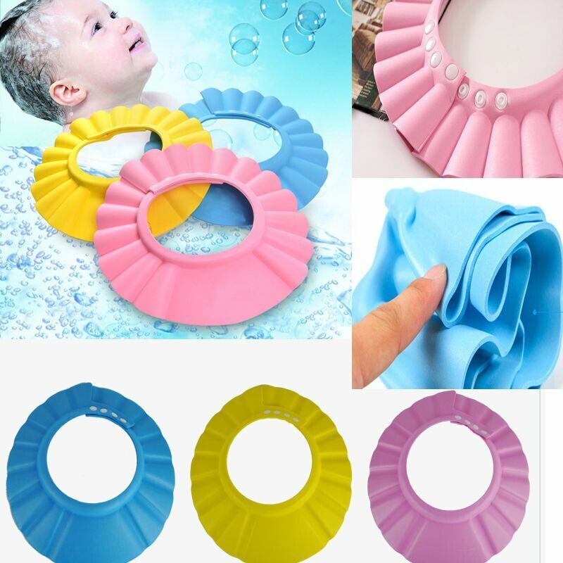 Gorro de champú ajustable para bebé, gorro de ducha de baño seguro, protector para el cabello para niños, gorros divertidos elásticos ajustables de 37-42cm