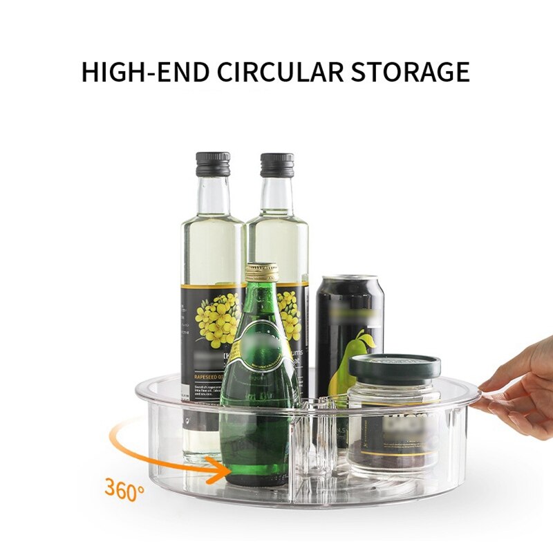 360 Rotation Cabinet Organizer 12 Inch Spice Drink Cosmetic Storage Rack PET Transparent Turntable for Kitchen Bathroom