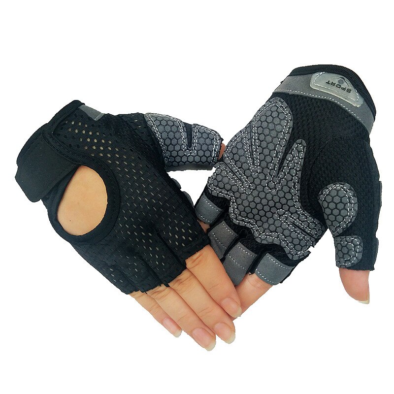 Guantes deportivos de medio dedo para hombre y mujer, manoplas de muñeca para entrenamiento, resistencia antideslizante, levantamiento de pesas, 1 par