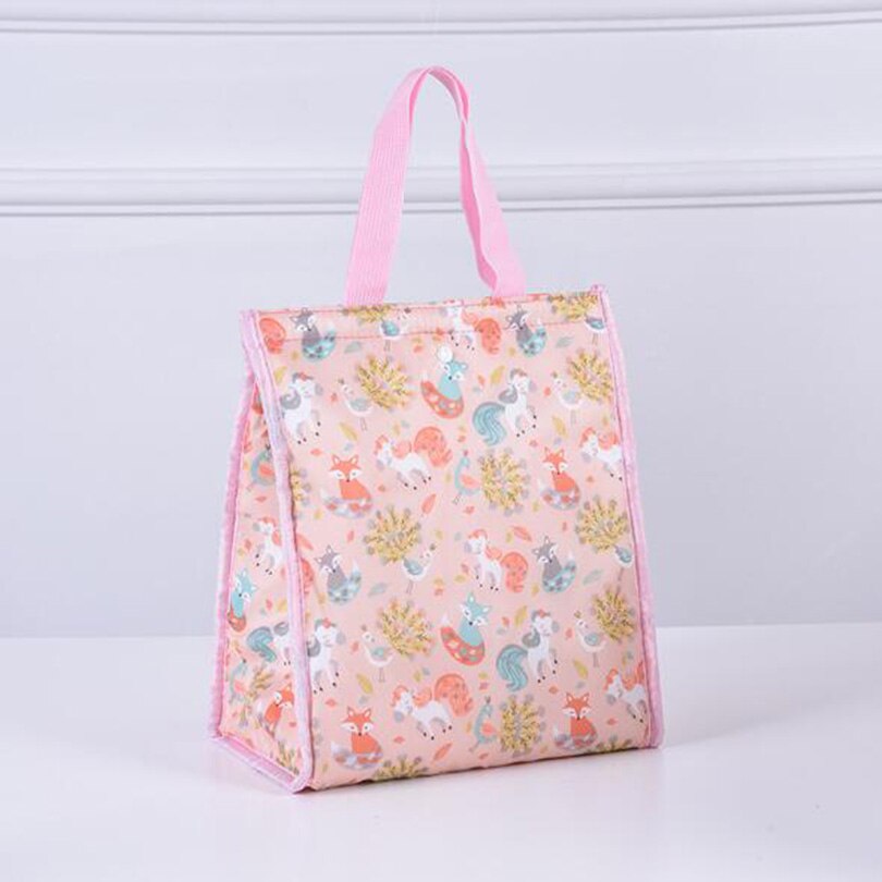Sac à Lunch en toile isotherme Portable, motif fonctionnel, glacière thermique, sac de pique-nique pliable pour femmes et enfants: Rose