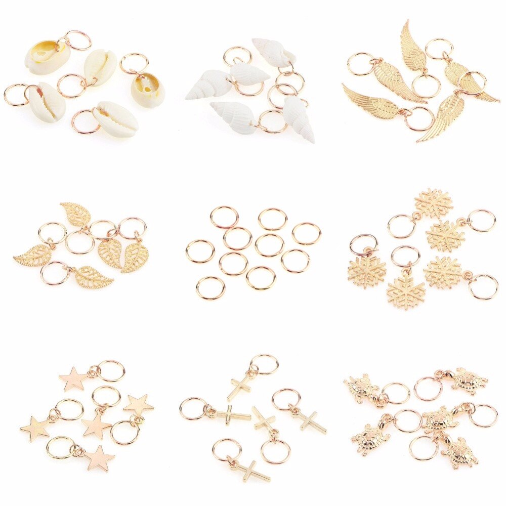 50 Pcs/set Shell Hands Star Conch Snowflake Pendant Charms Rings Set Hair Clip Headband Accessories #244449