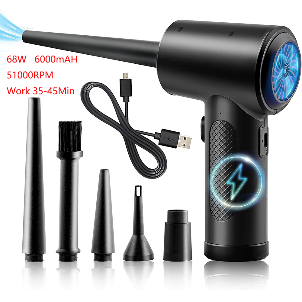 Samengeperste lucht Duster voor computer toetsenbord PC auto schoon 51000 RPM USB opladen draagbare elektrische ontstoffen draadloze lucht blazer: Goud