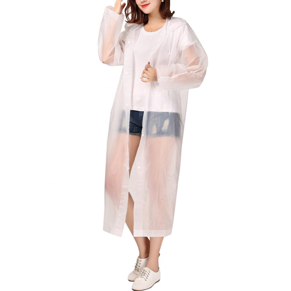 Reusable Unisex Raincoat Waterproof Rain Coat Women Men Hooded Poncho Rainwear Adults Rain Jacket chubasquero mujer плащ женский: White