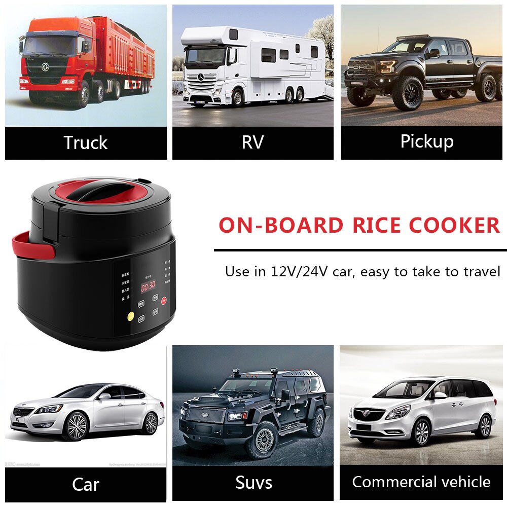 6 Cooking-Mode 12V/24V Electric Rice Cooker Multi-Function Intelligent Rice Cooker for Home Car