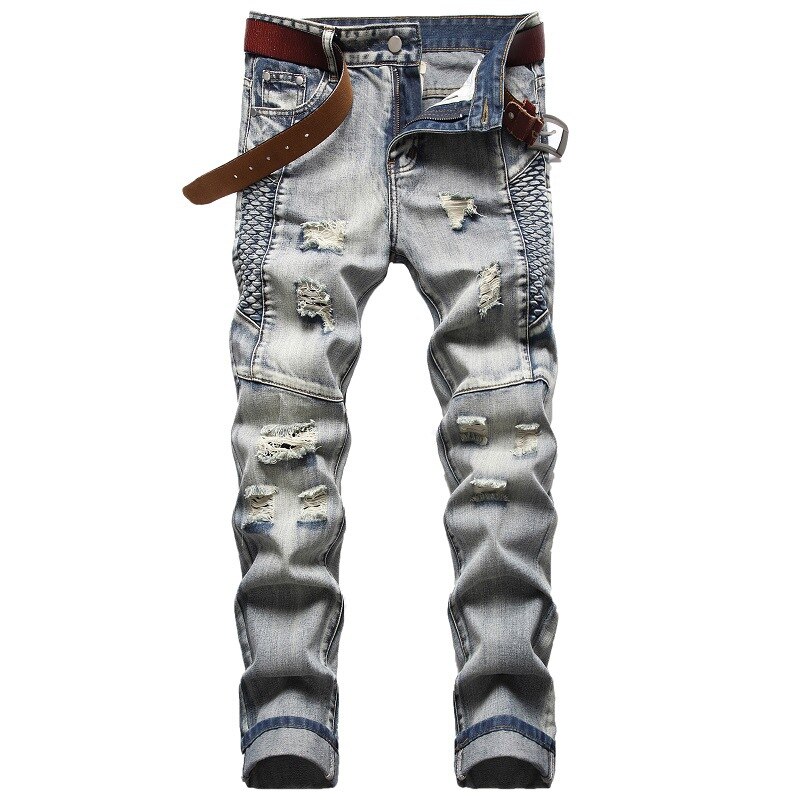 Retro personality trend cool men's denim jeans plus size style of young students retro: 34