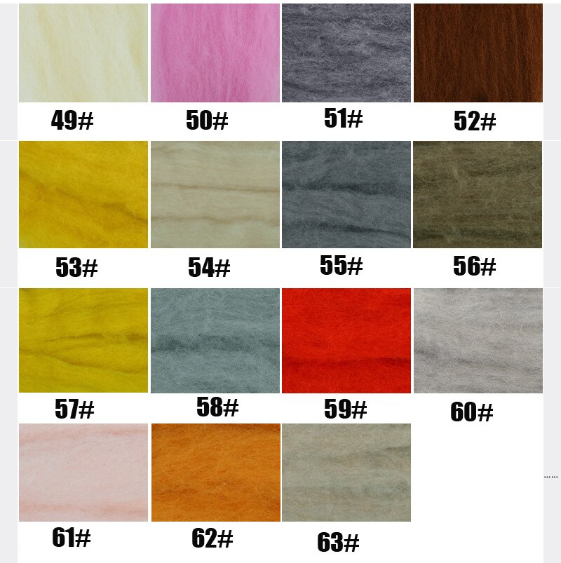 63 farger spansk stift ull nålfilting roving ull nål tovet raskt lett å forme 50g/100g/150g/200g/300g til valg